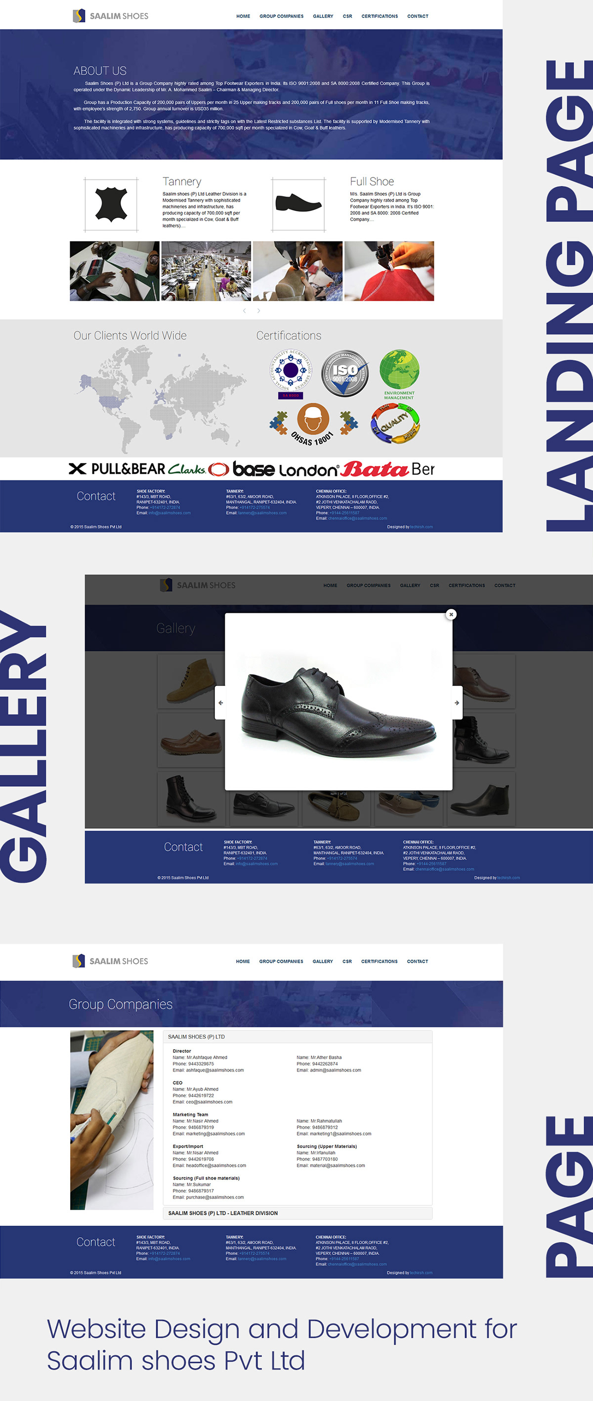 Business website for shoe manufacturing company